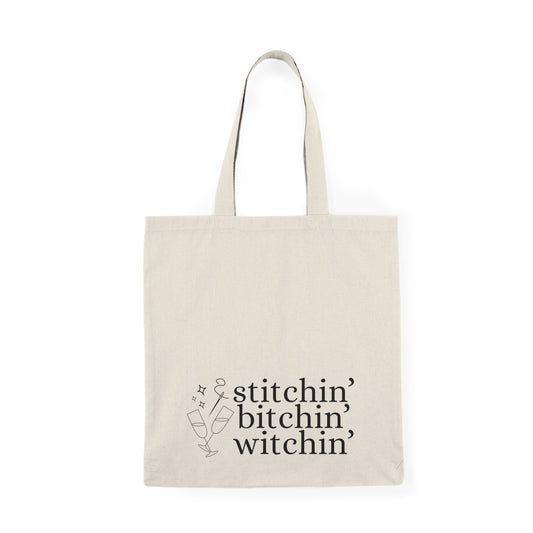 stitchin' bitchin' witchin'| Natural Tote Bag |